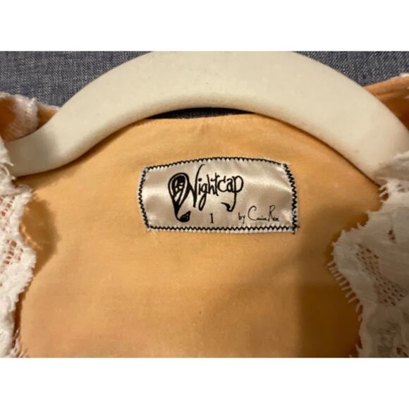 NIGHTCAP ANTIONETTE WISTERIA LACE SHEATH MINI DRESS NUDE LININGSZ 1 XS $395 MSRP - Picture 8 of 10